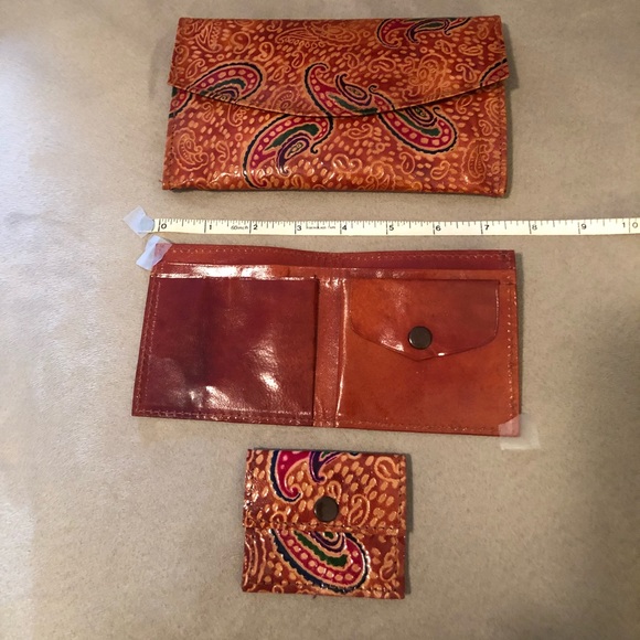 Moroccan Leather clutch, wallet, coin purse set - Picture 2 of 5